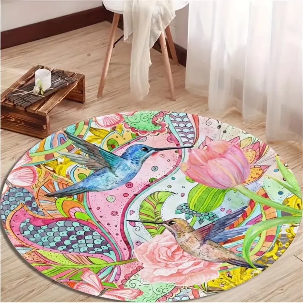 Beautiful Hummingbird 31.5” Round Rug, Small - Picture 8 of 10